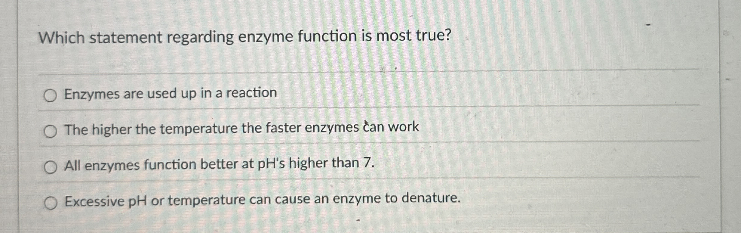 Which statement regarding enzyme function is most
