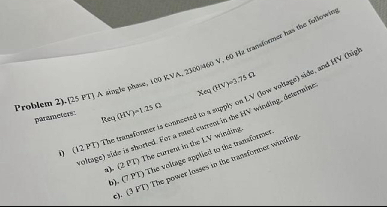 parameters: Req ( H V ) = 1 . 2 5 i ) ( 1 2 P T )