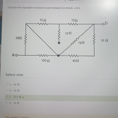 Evaluate the equivalent resistance seen between