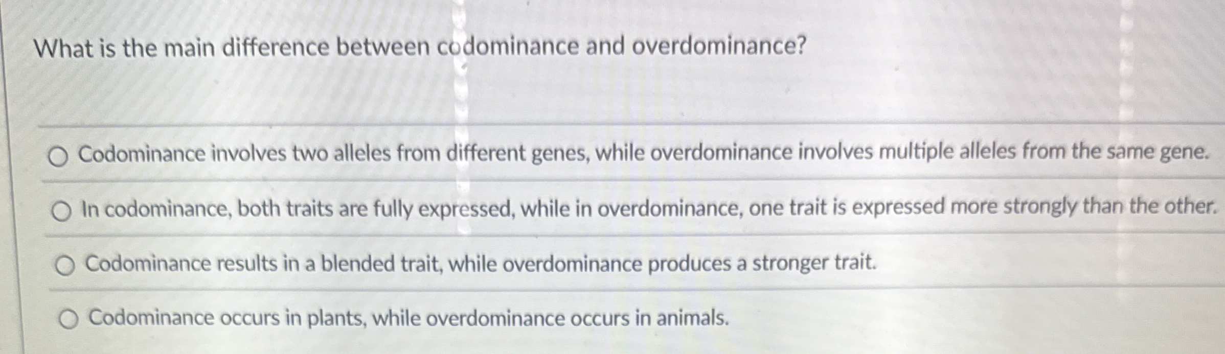 What is the main difference between codominance