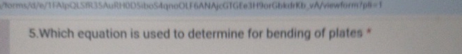 Which equation is used to determine for bending