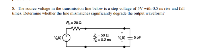 The source voltage in the transmission line below