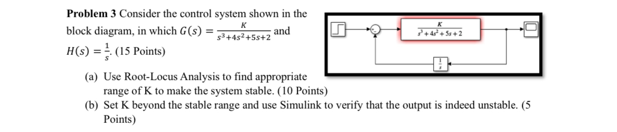 Problem 3 Consider the control system shown in