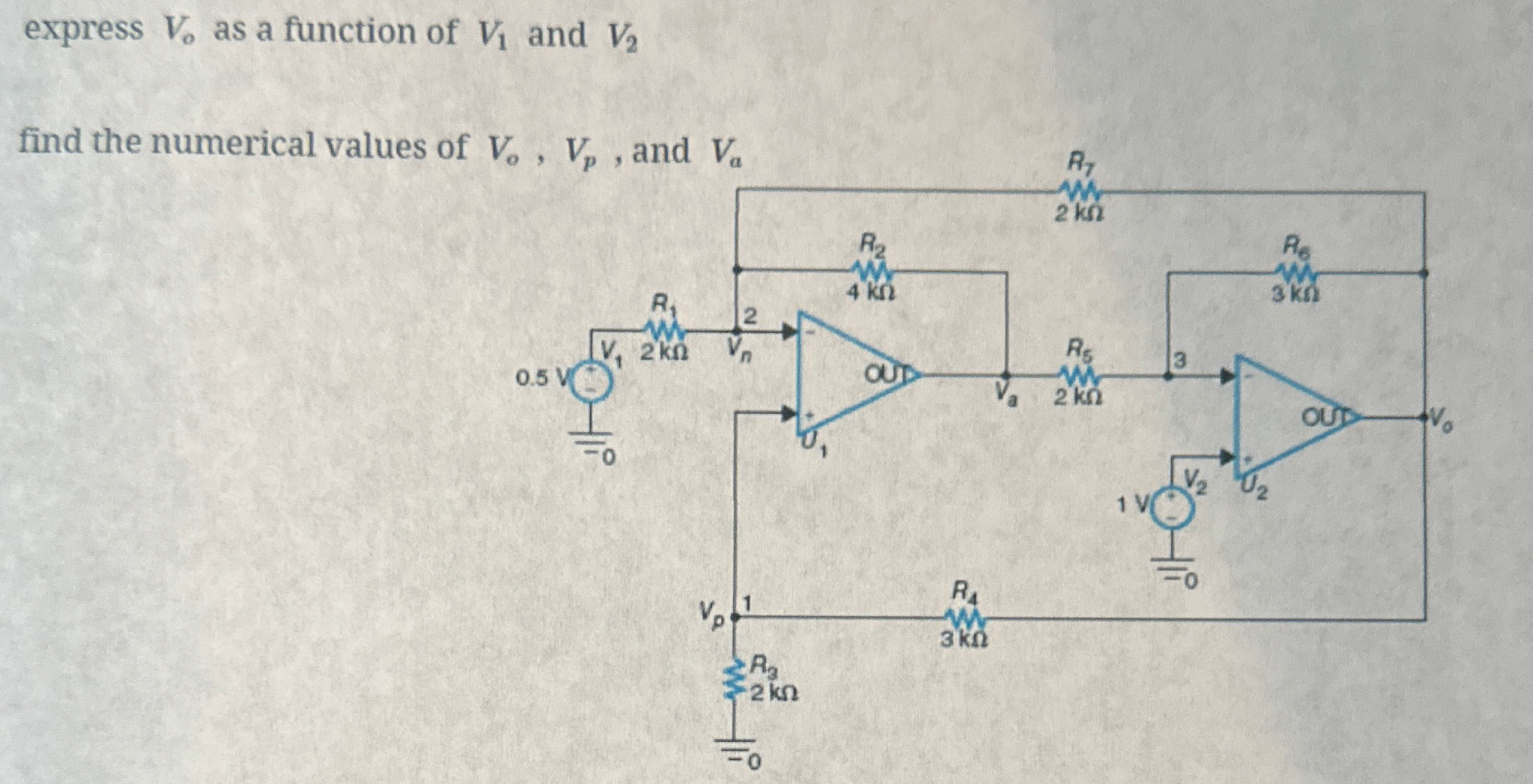 express V o as a function of V 1 and V 2 find the