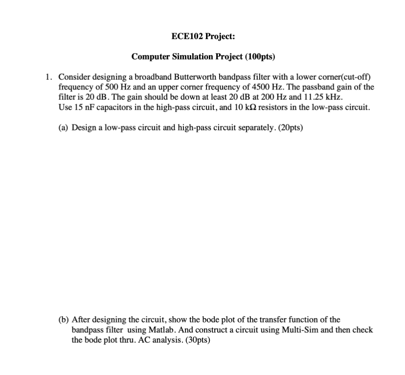 Computer Simulation Project ( 1 0 0 pts ) 1 .