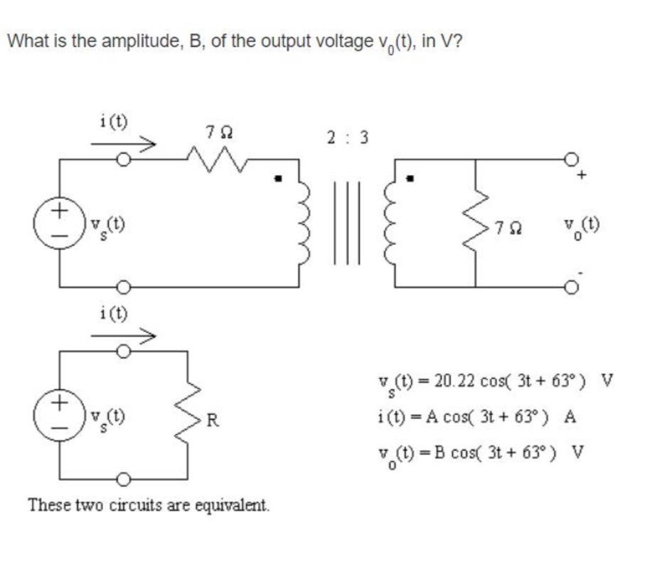 What is the amplitude, B , of the output voltage