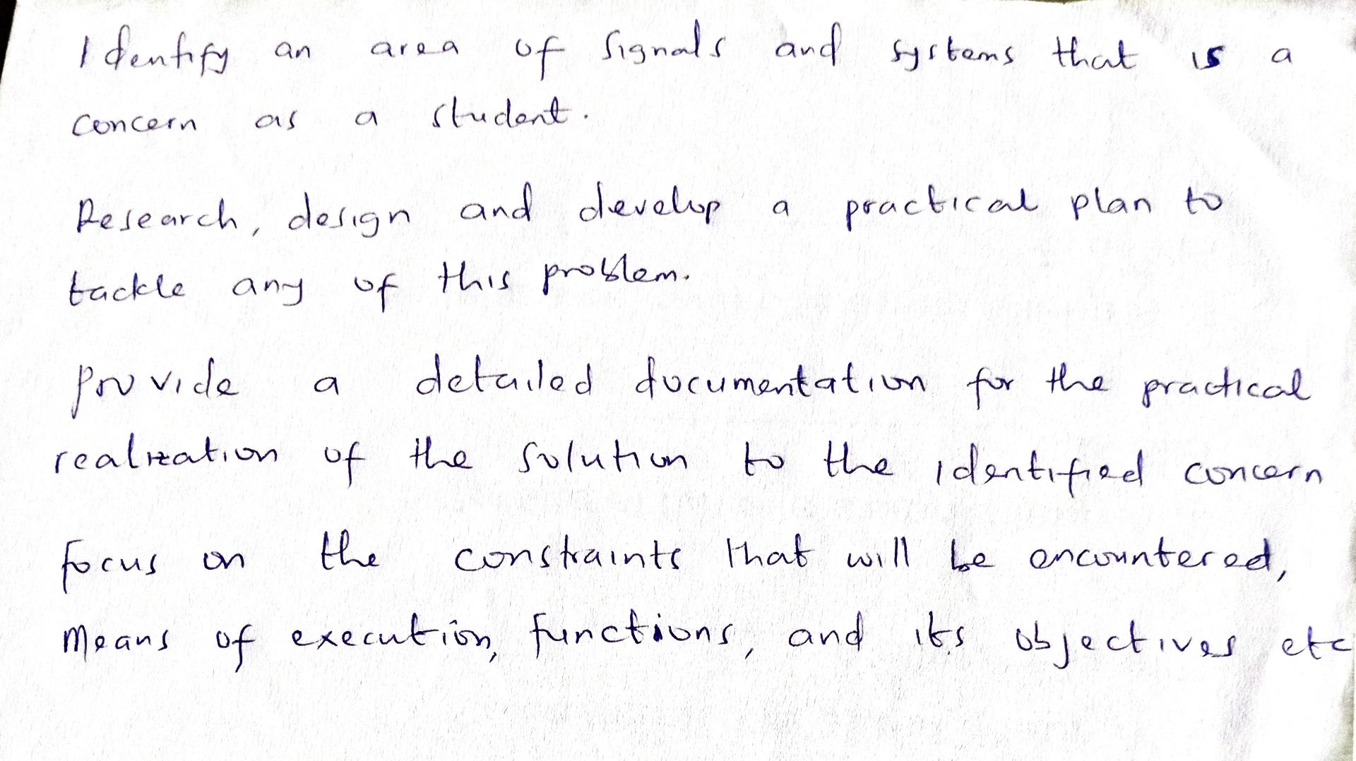 Identify an area of Signals and syrtems that is a