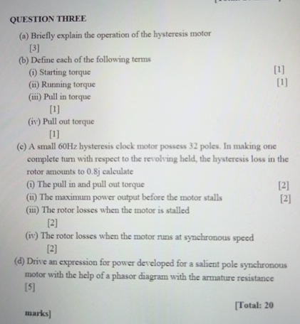 QUESTION THREE ( a ) Briefly explain the