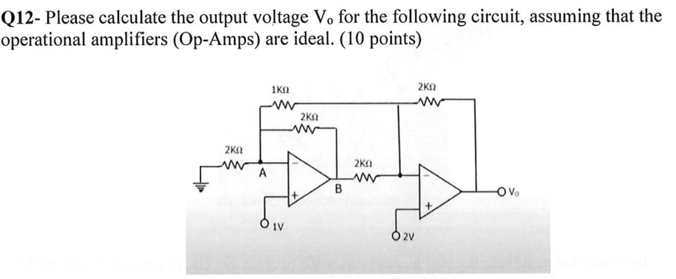Q 1 2 - Please calculate the output voltage \ ( \