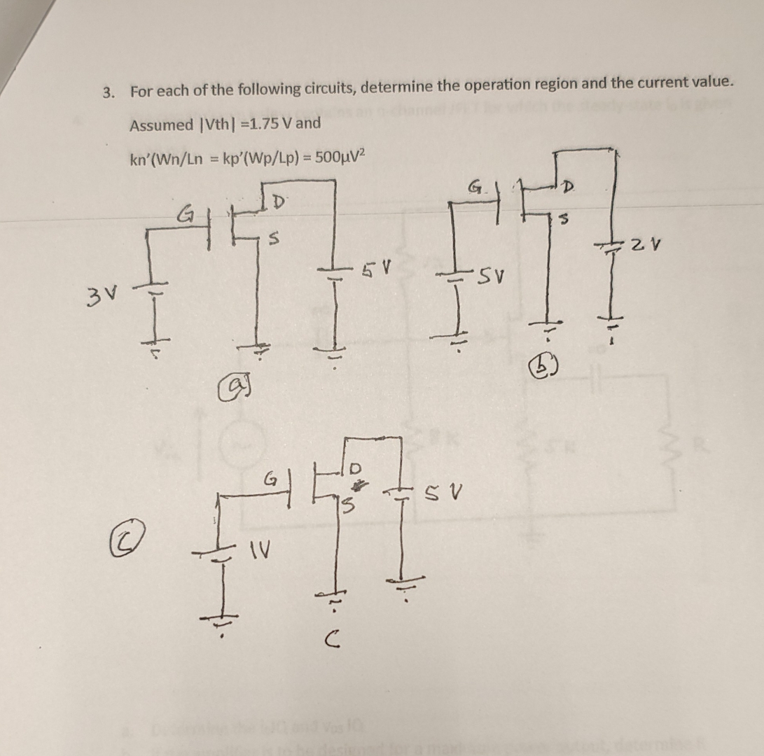 For each of the following circuits, determine the