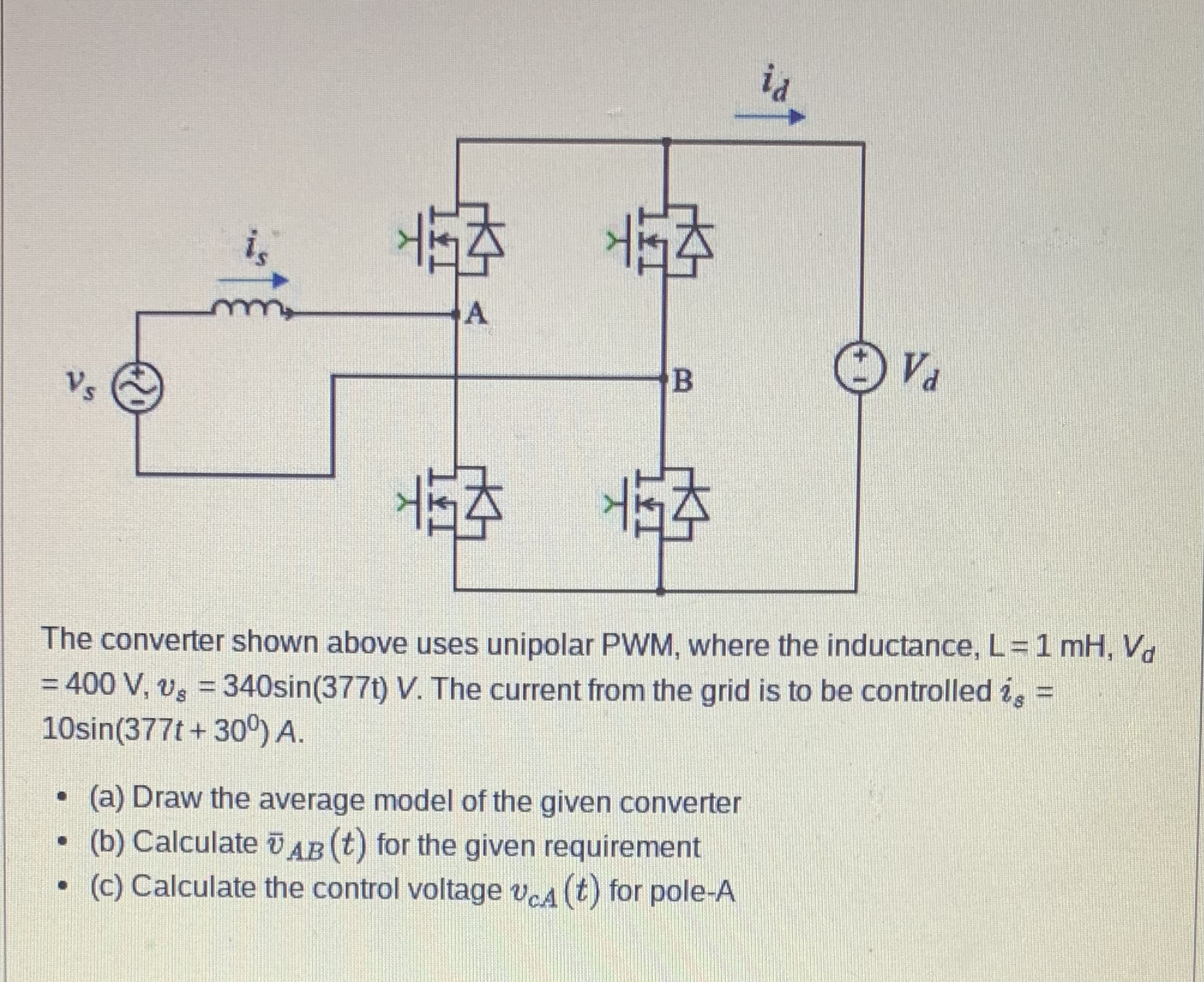The converter shown above uses unipolar PWM ,