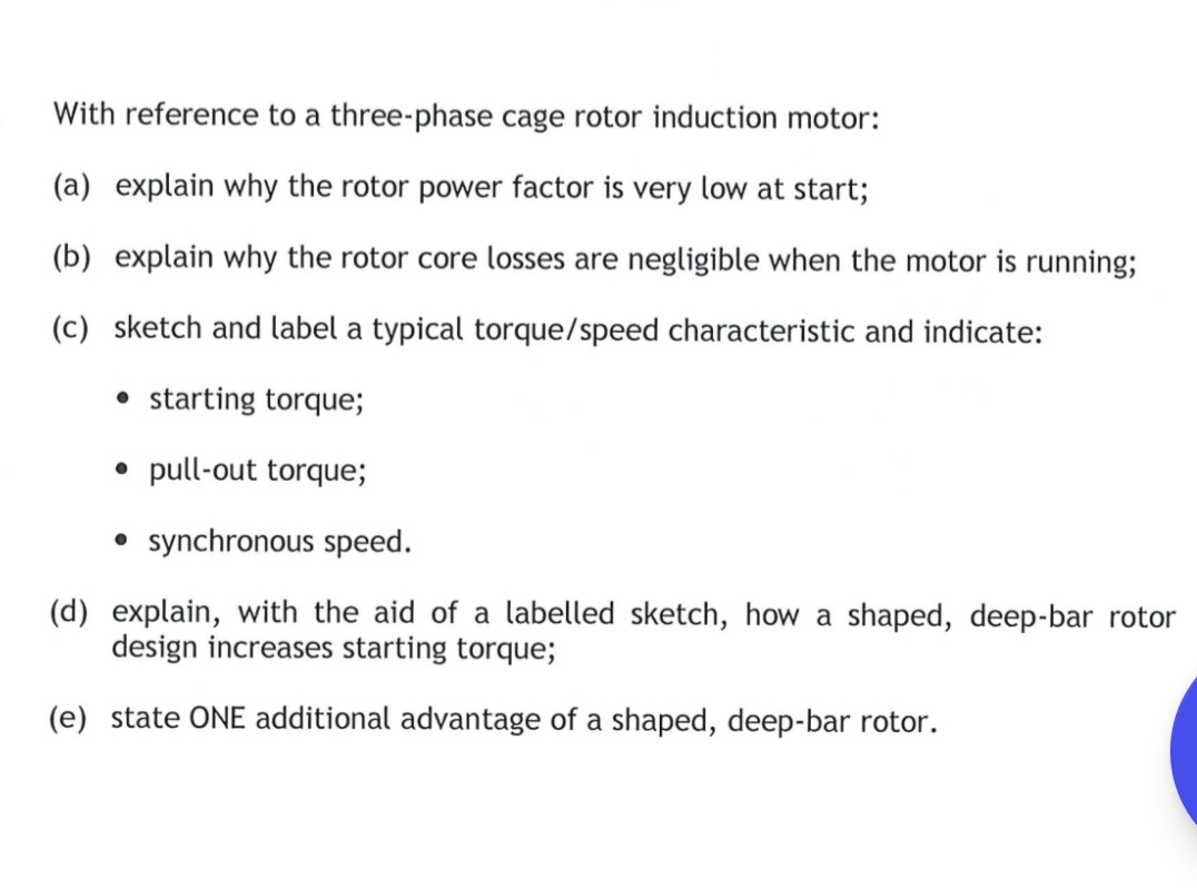 With reference to a three - phase cage rotor