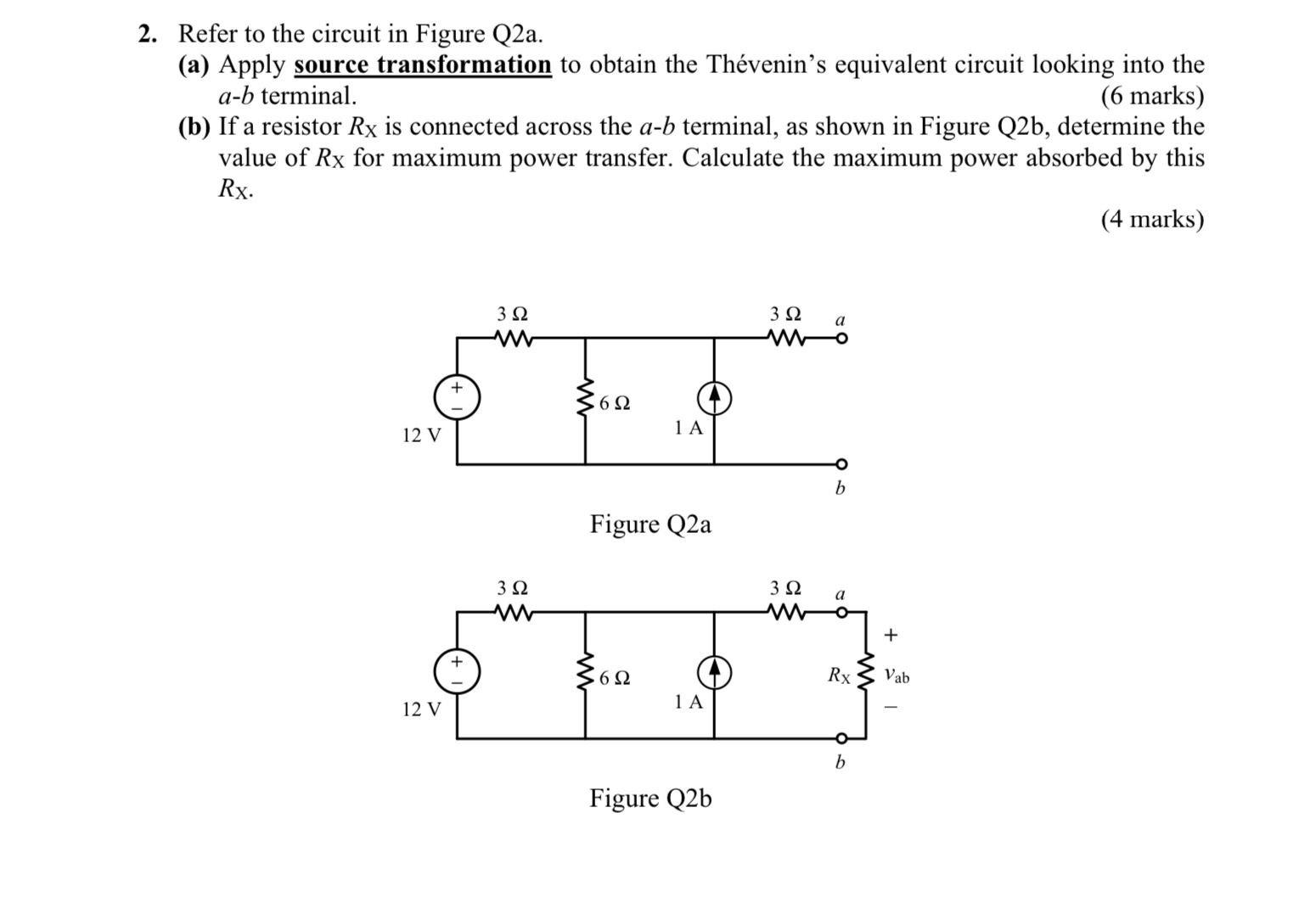 Refer to the circuit in Figure Q 2 a . ( a )