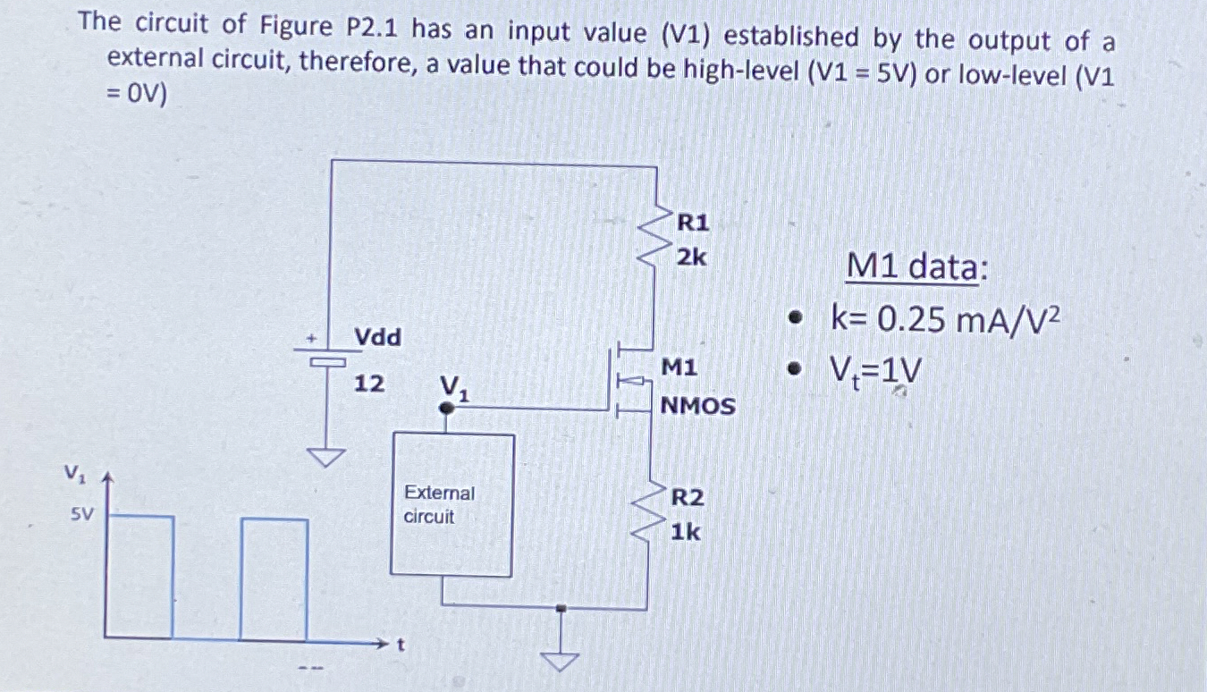 The circuit of Figure P 2 . 1 has an input value