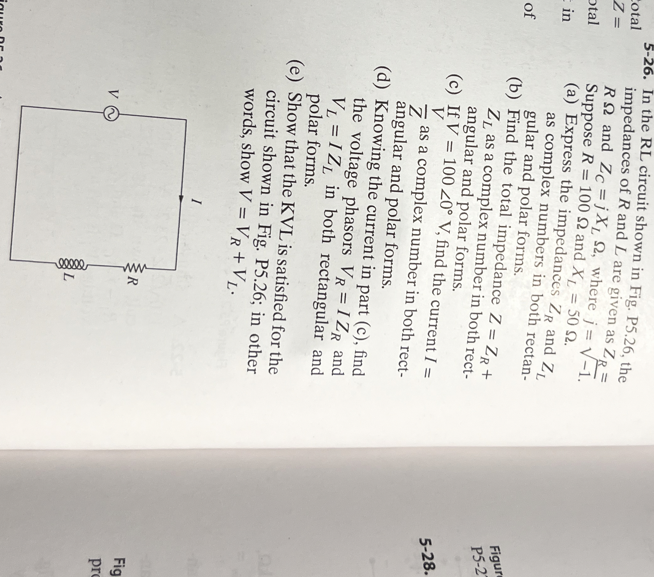 otal 5 - 2 6 . In the RL circuit shown in Fig. P