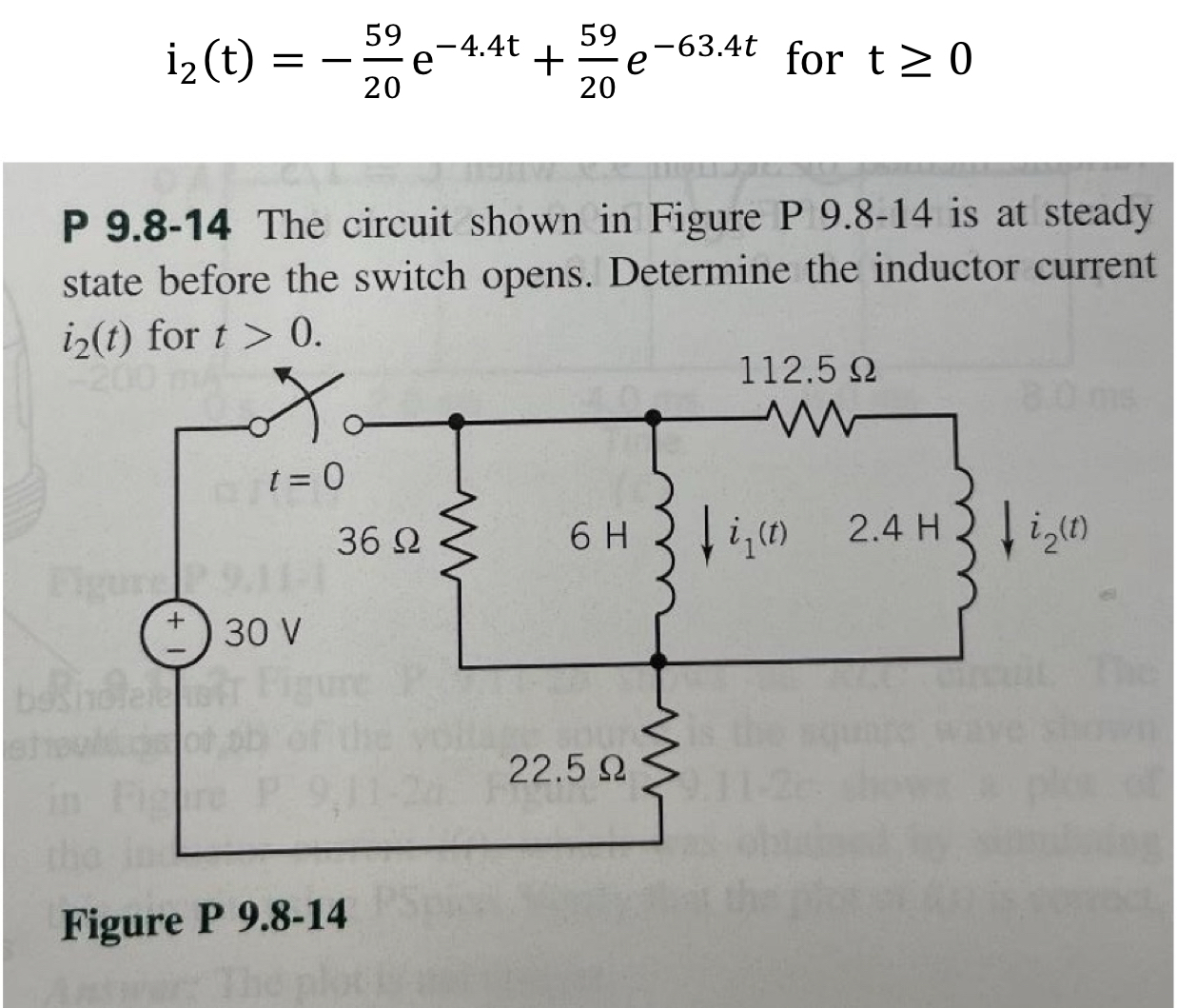 i 2 ( t ) = - 5 9 2 0 e - 4 . 4 t + 5 9 2 0 e - 6