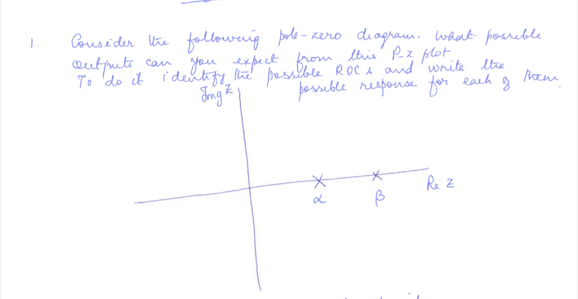 Cousider the following pole - zero diagram, what