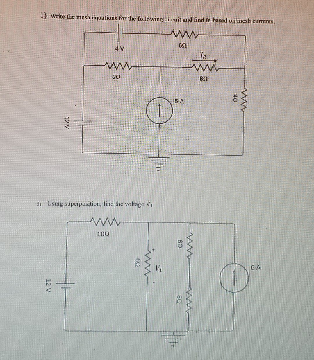 Write the mesh equations for the following
