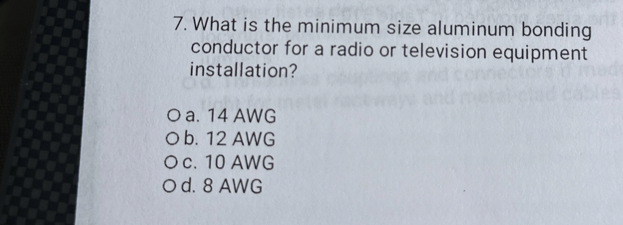 What is the minimum size aluminum bonding