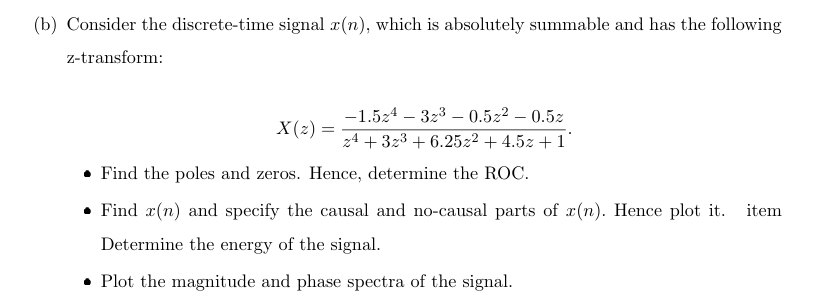 ( a ) Given a discrete - time signal x ( n ) with