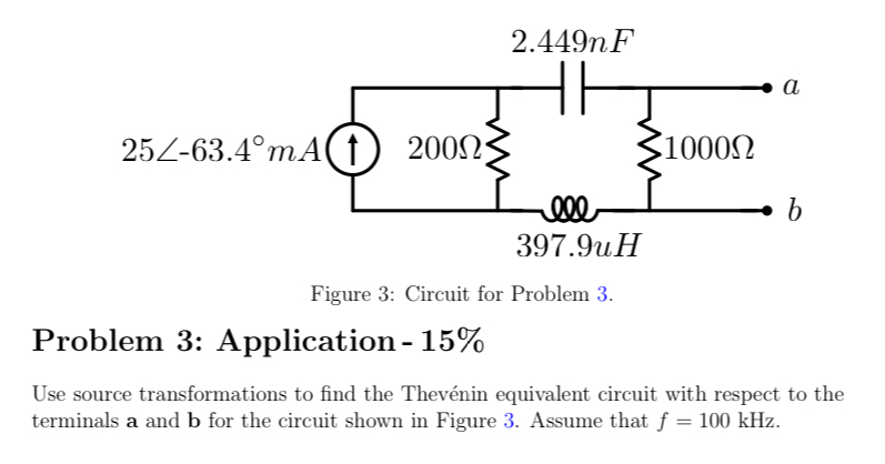 Figure 3 : Circuit for Problem 3 . Problem 3 :