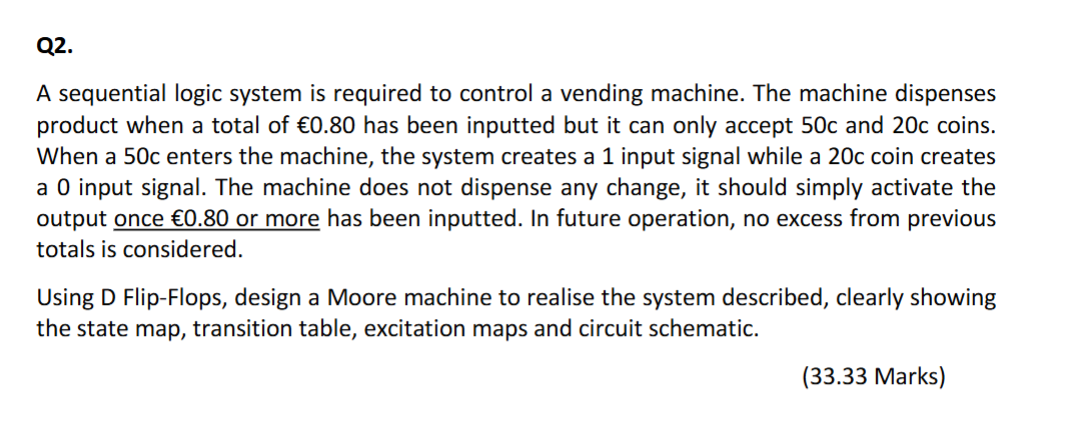 Q 2 . A sequential logic system is required to