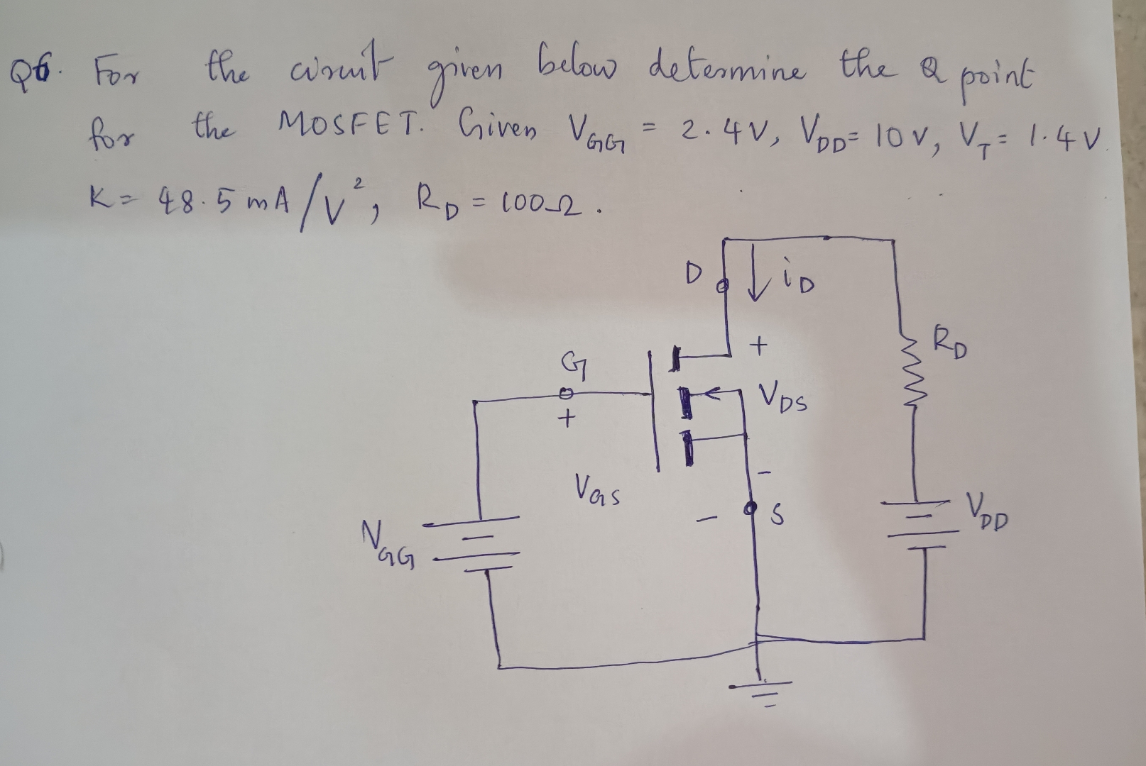 Q 6 . For the cirnit given below determine the a