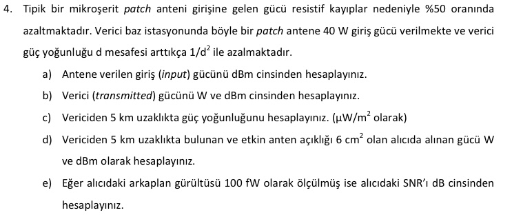 Tipik bir mikro erit patch anteni giri ine gelen