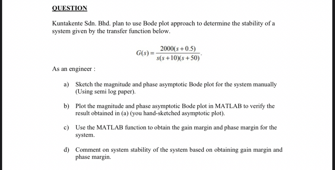 OUESTION Kuntakente Sdn . Bhd . plan to use Bode