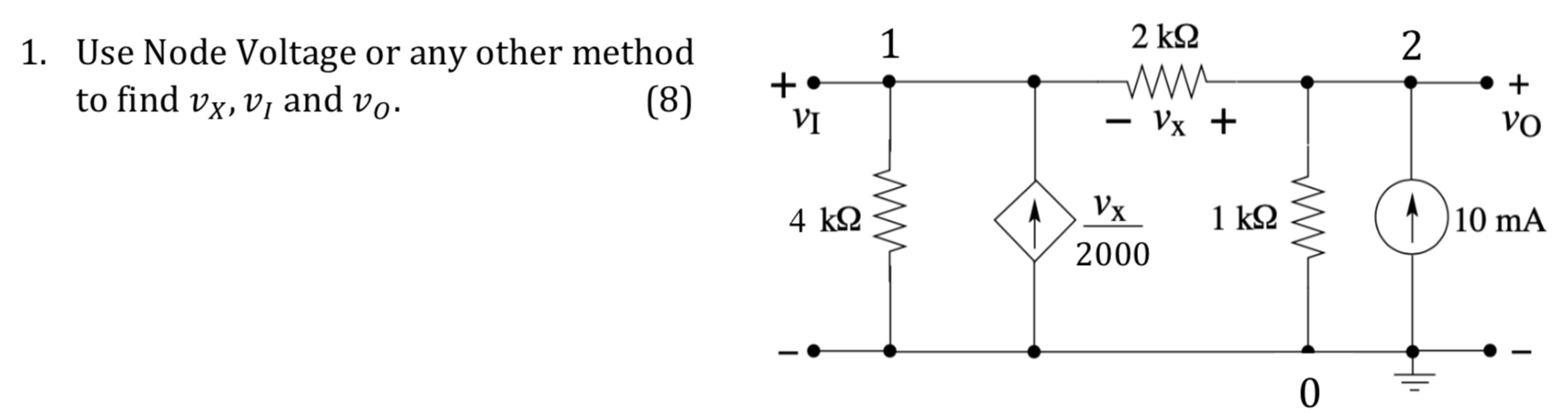 Use Node Voltage or any other method to find v x