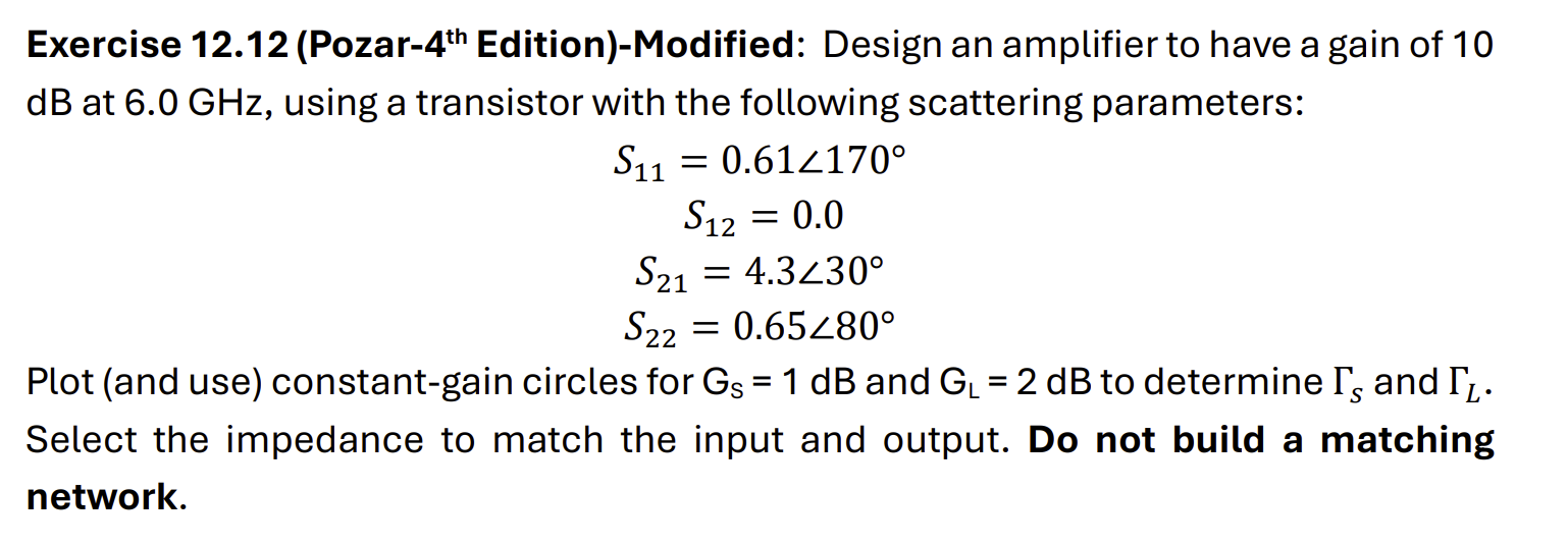Exercise 1 2 . 1 2 ( Pozar - 4 th Edition ) -