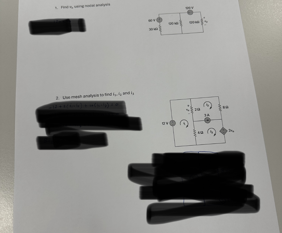 Find v o using nodal analysis Use mesh analysis