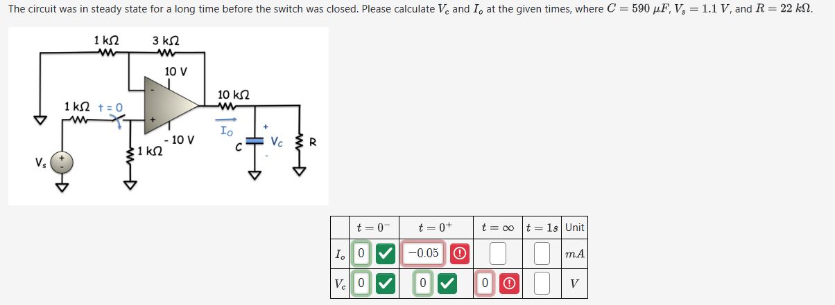The circuit was in steady state for a long time