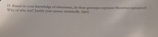 D . Based on your knowledge of inheritance, do