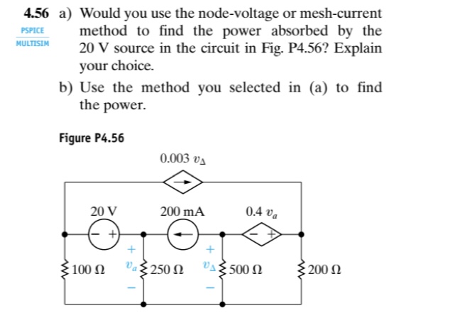 4 . 5 6 a ) Would you use the node - voltage or