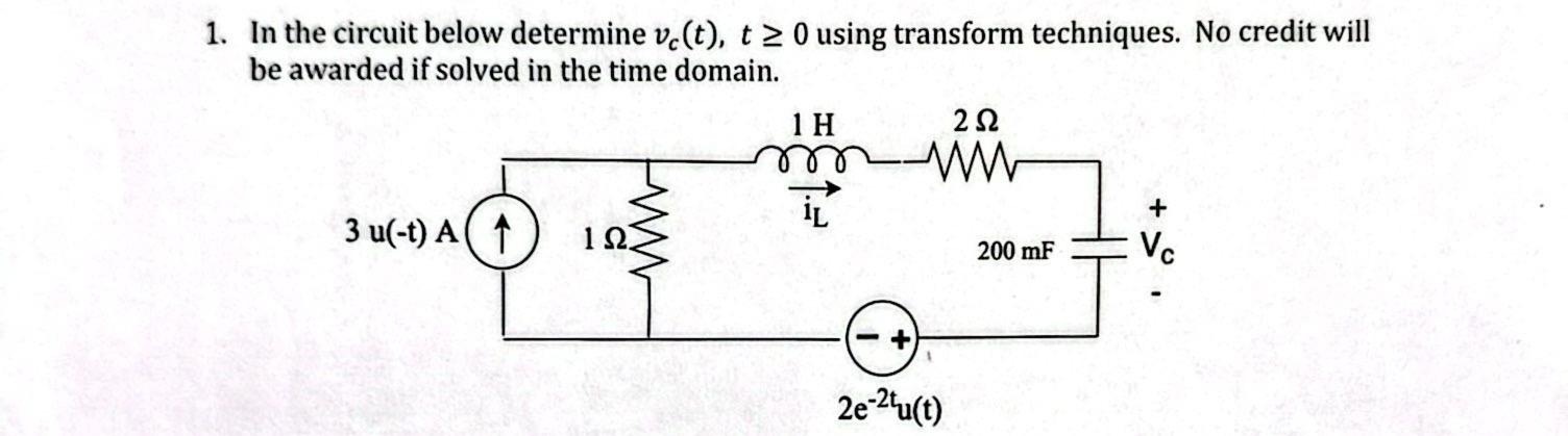In the circuit below determine v c ( t ) , t 0