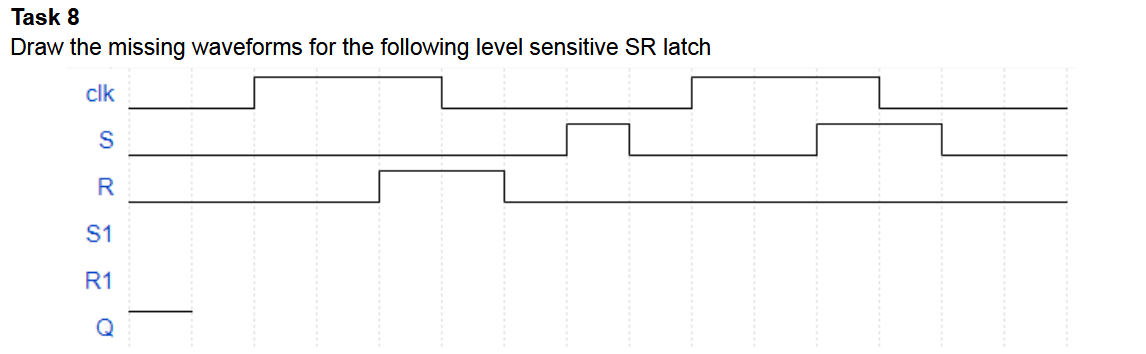 Task 8 Draw the missing waveforms for the