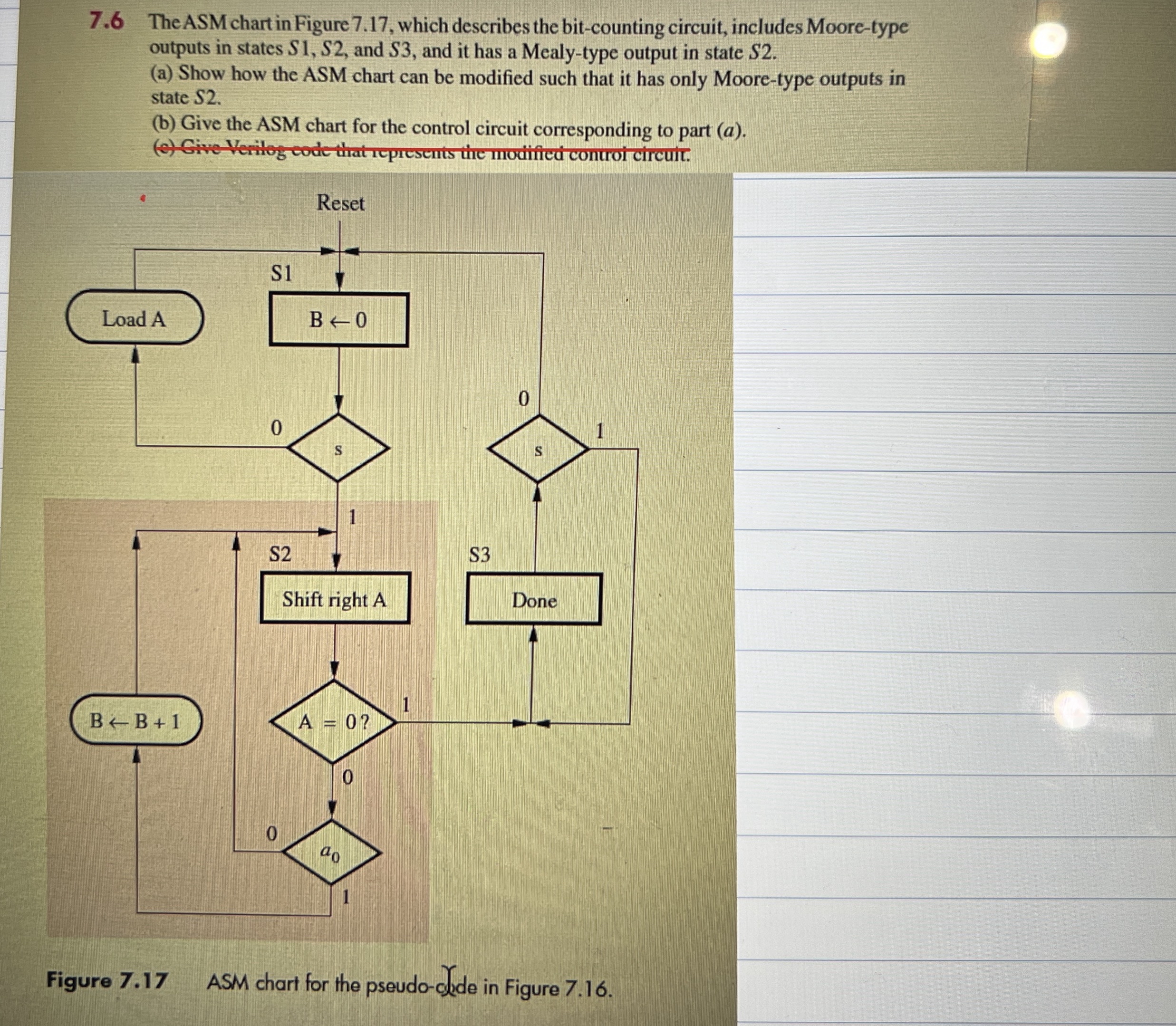 Digital Logic 7 . 6 The ASM chart in Figure 7 . 1