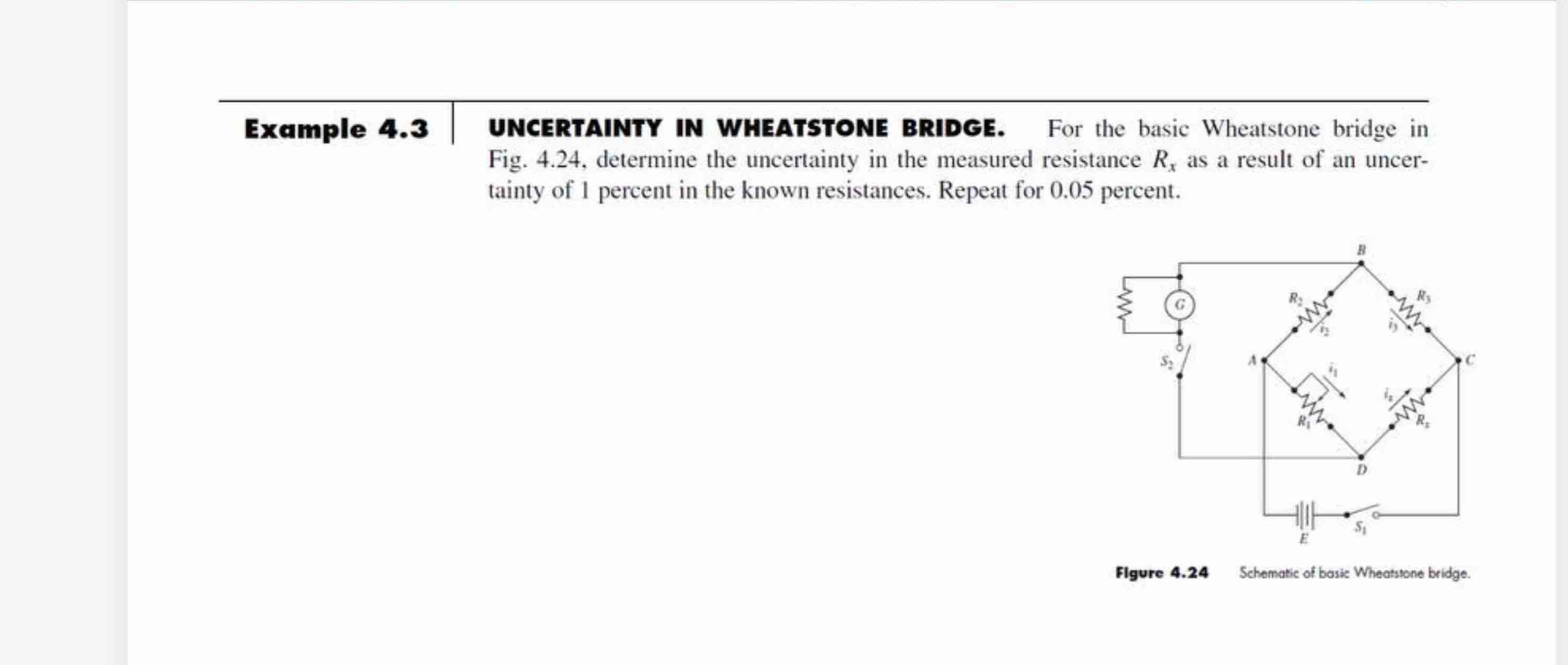 Example 4 . 3 UNCERTAINTY IN WHEATSTONE BRIDGE.