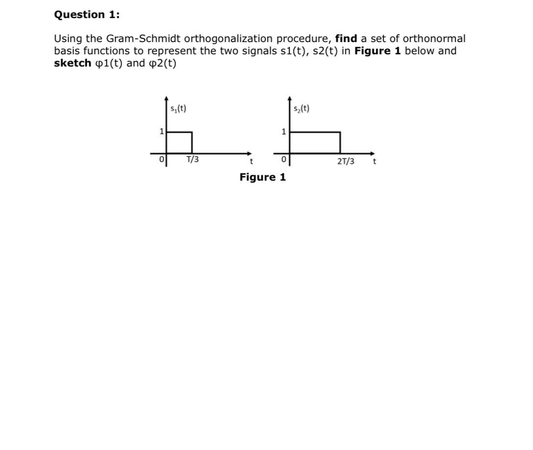 Question 1 : Using the Gram - Schmidt