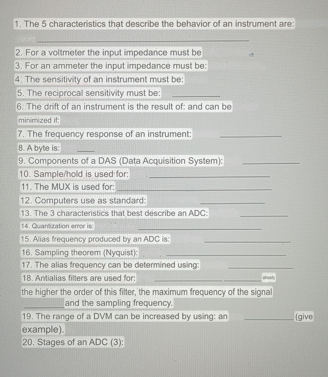 The 5 characteristics that describe the behavior