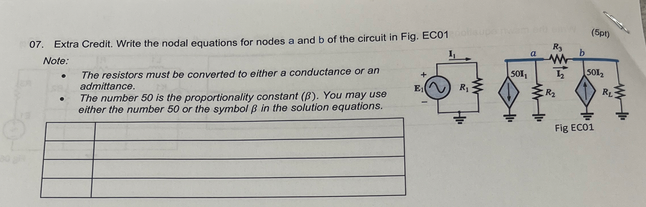 Extra Credit. Write the nodal equations for nodes
