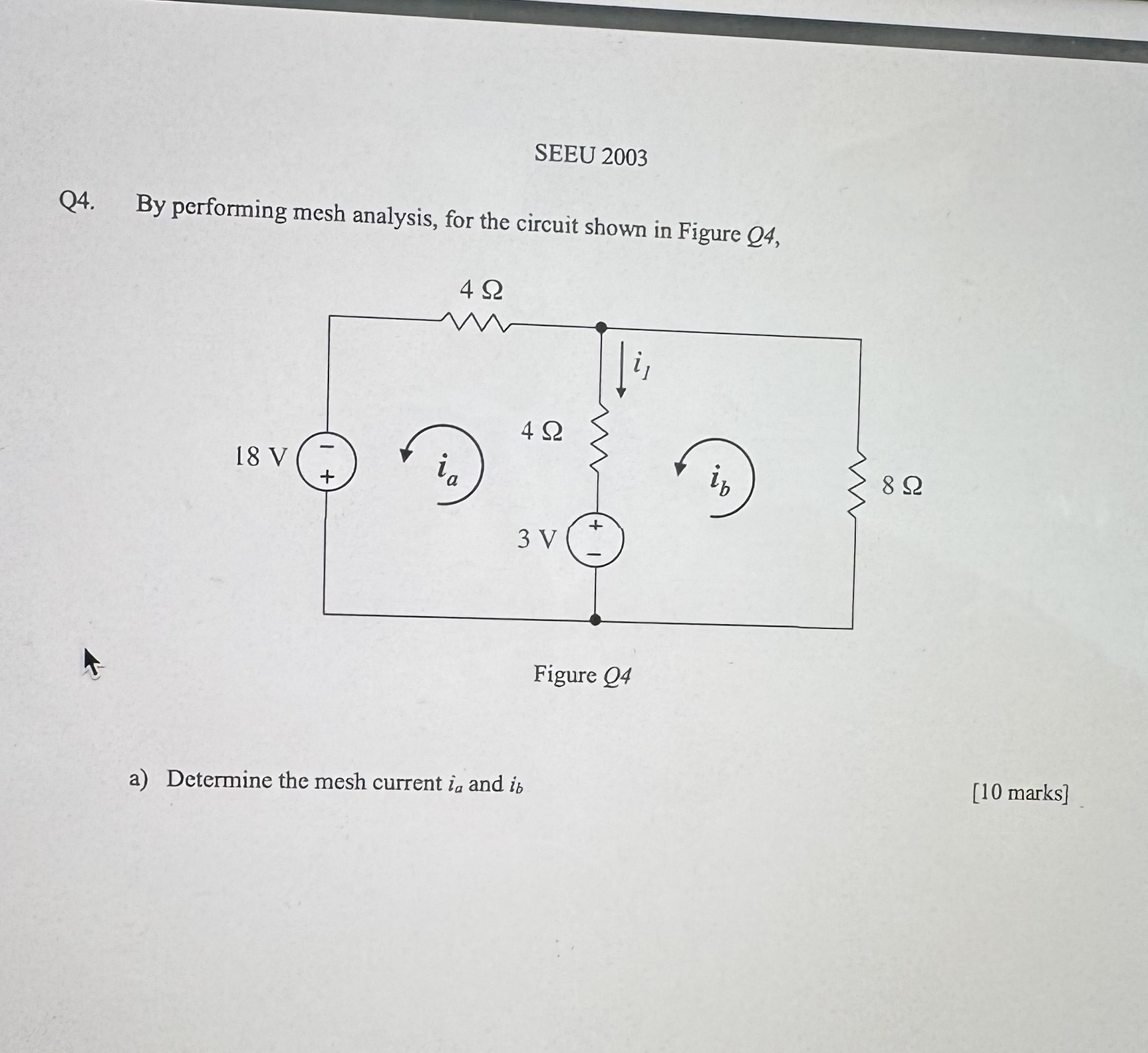SEEU 2 0 0 3 Q 4 . By performing mesh analysis,