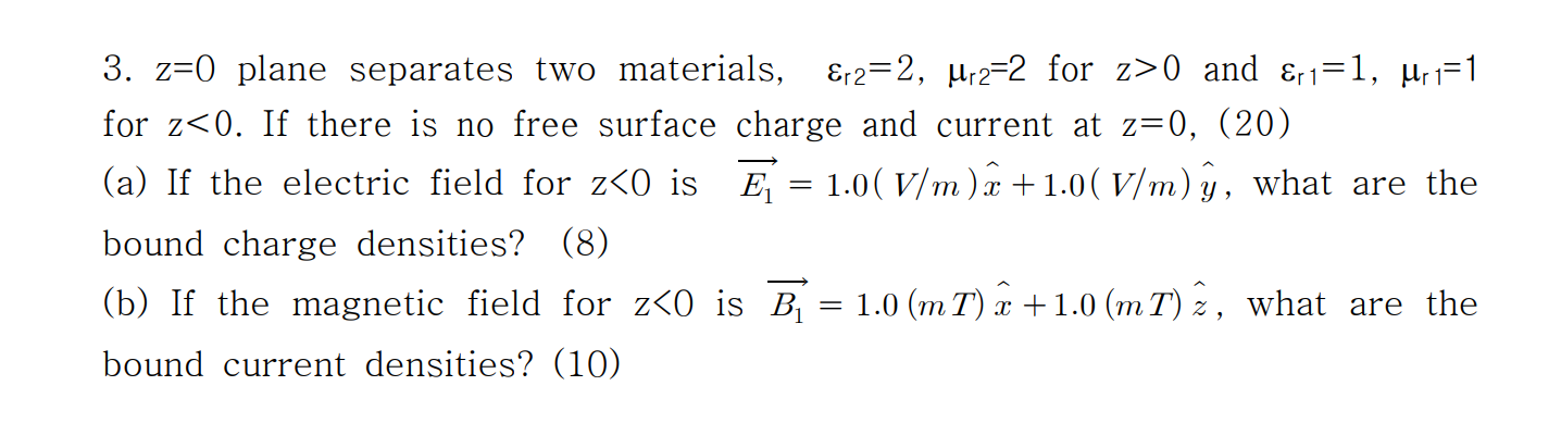 z = 0 plane separates two materials, r 2 = 2 , r
