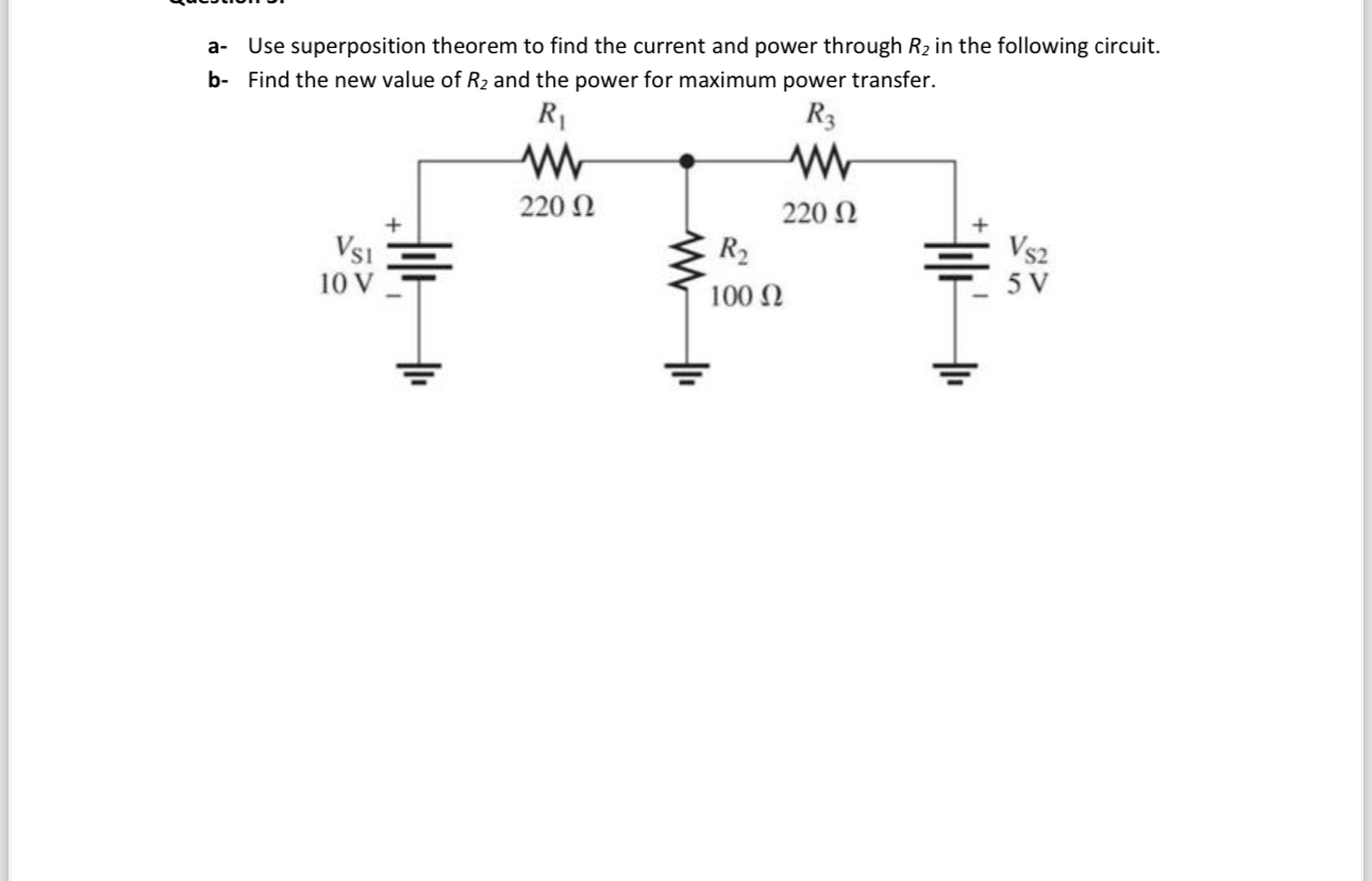 a - Use superposition theorem to find the current