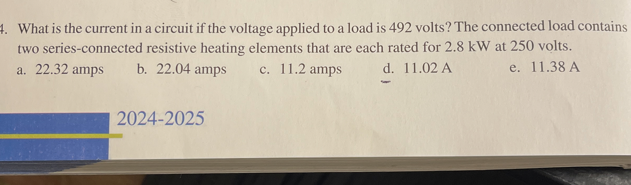 What is the current in a circuit if the voltage