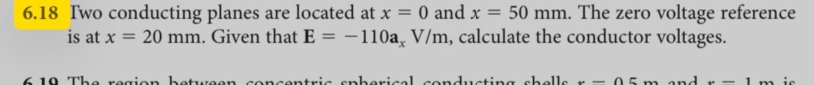 6 . 1 8 Two conducting planes are located at x =