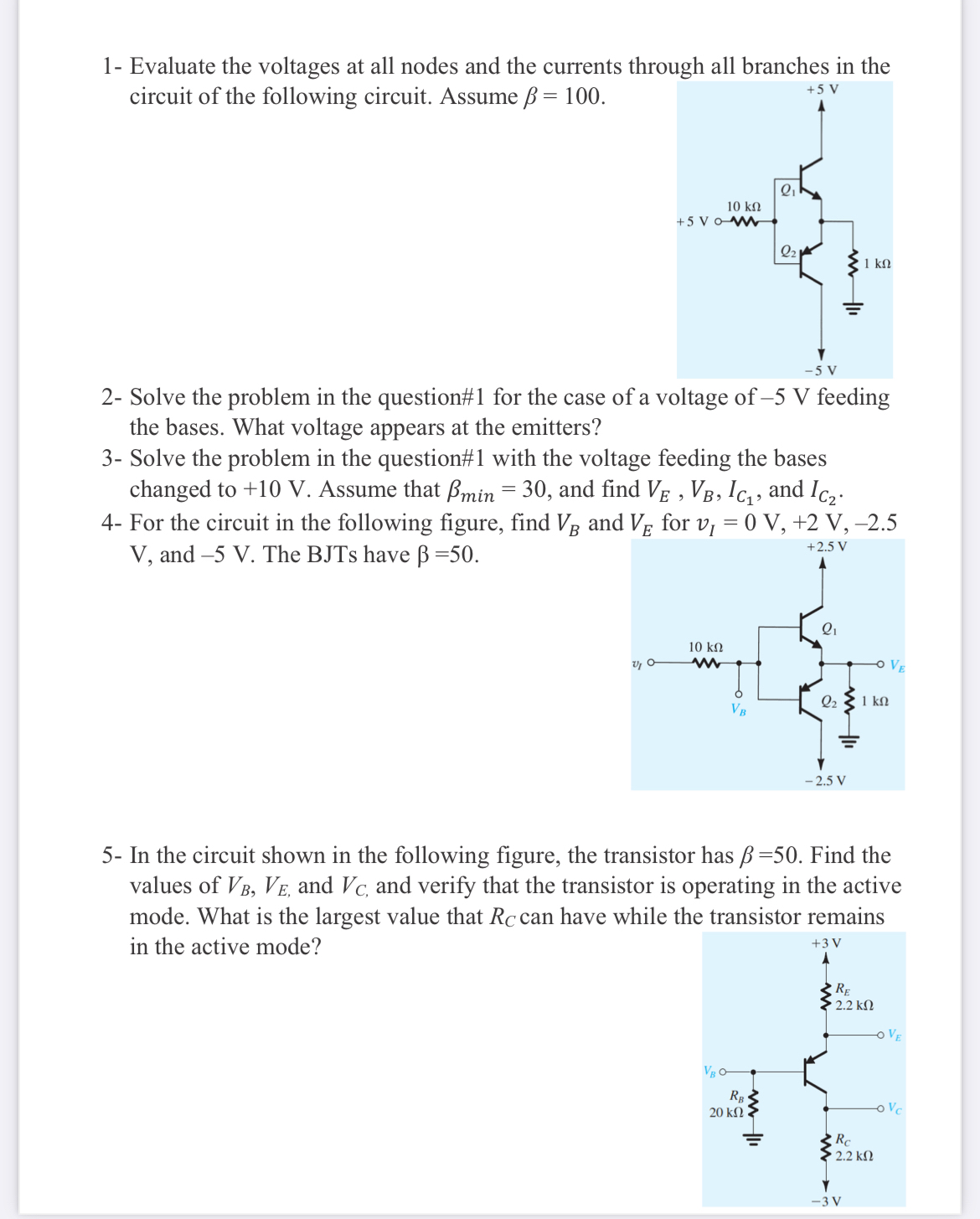 1 - Evaluate the voltages at all nodes and the
