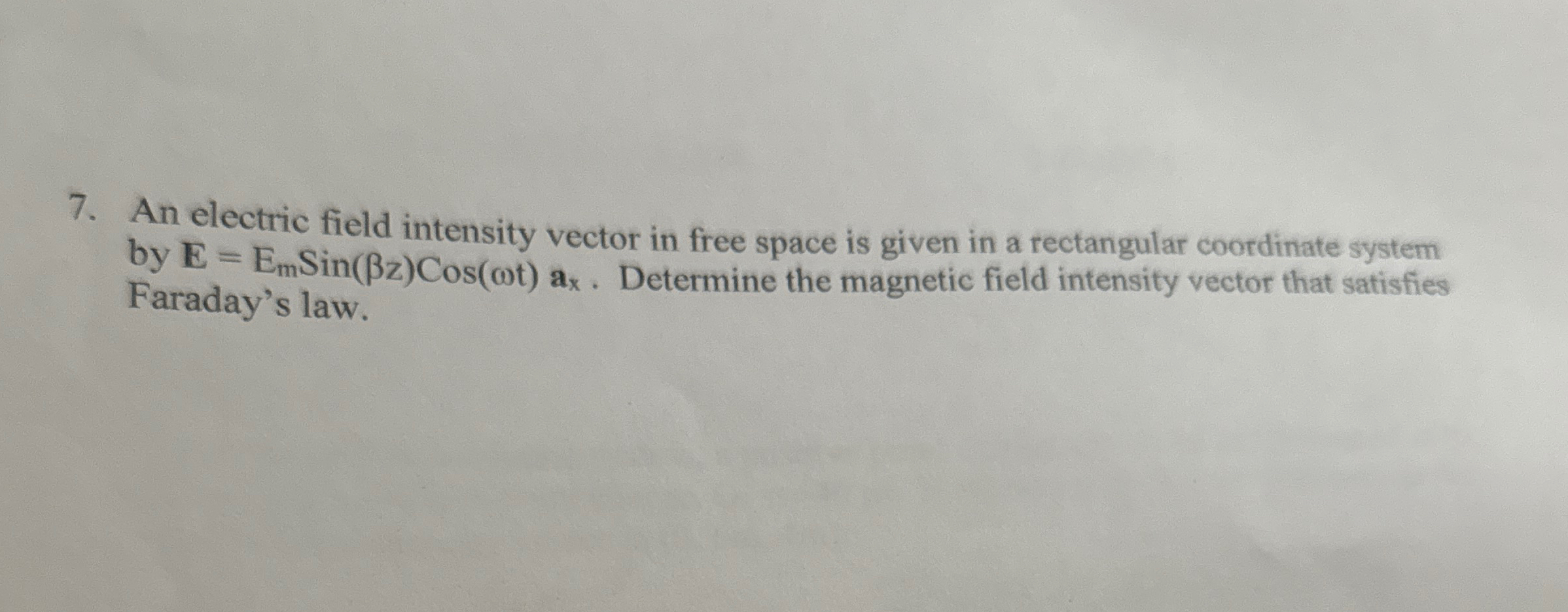 An electric field intensity vector in free space