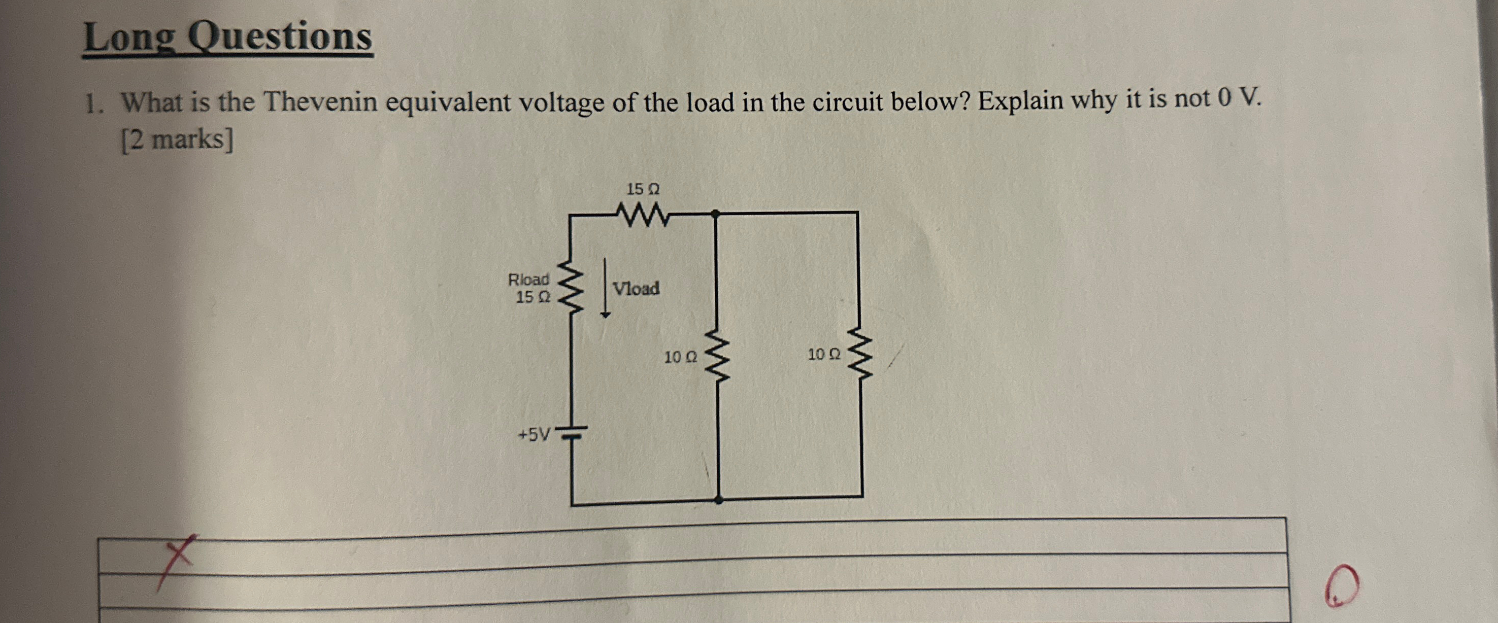 Long Ouestions What is the Thevenin equivalent